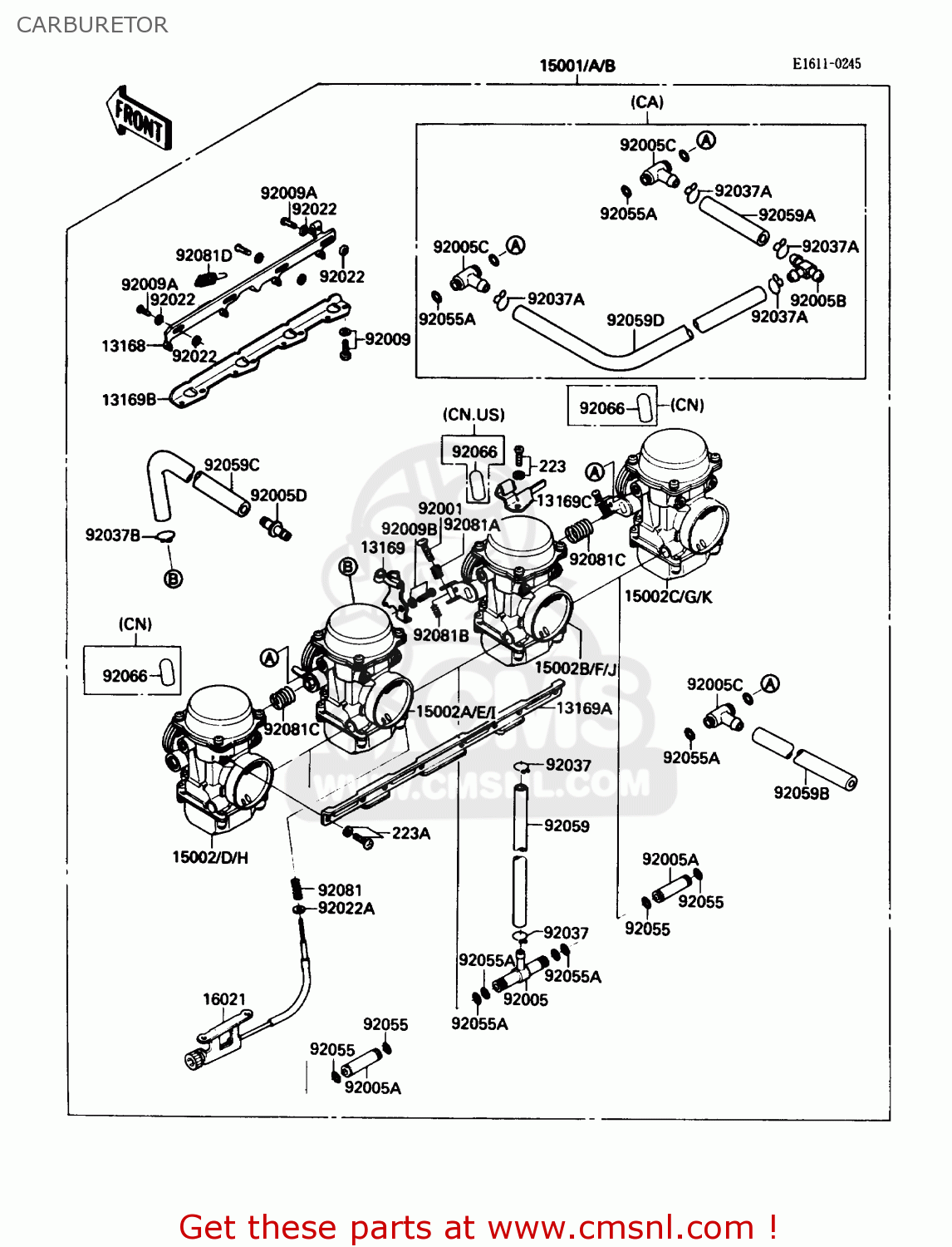 CARBURETOR ZX600C1 NINJA 600R 1988 USA CALIFORNIA CANADA