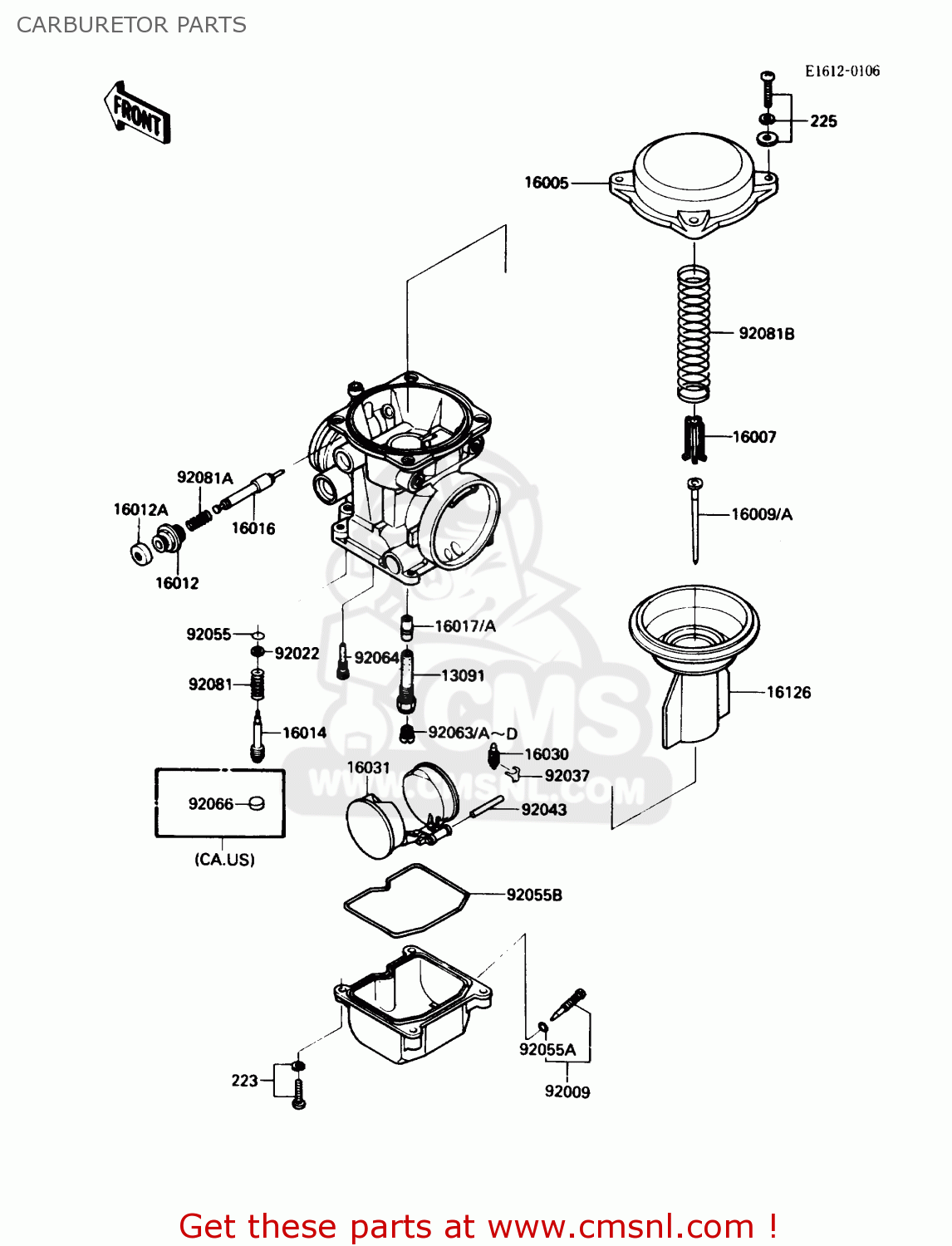 CARBURETOR PARTS ZX600C1 NINJA 600R 1988 USA CALIFORNIA CANADA