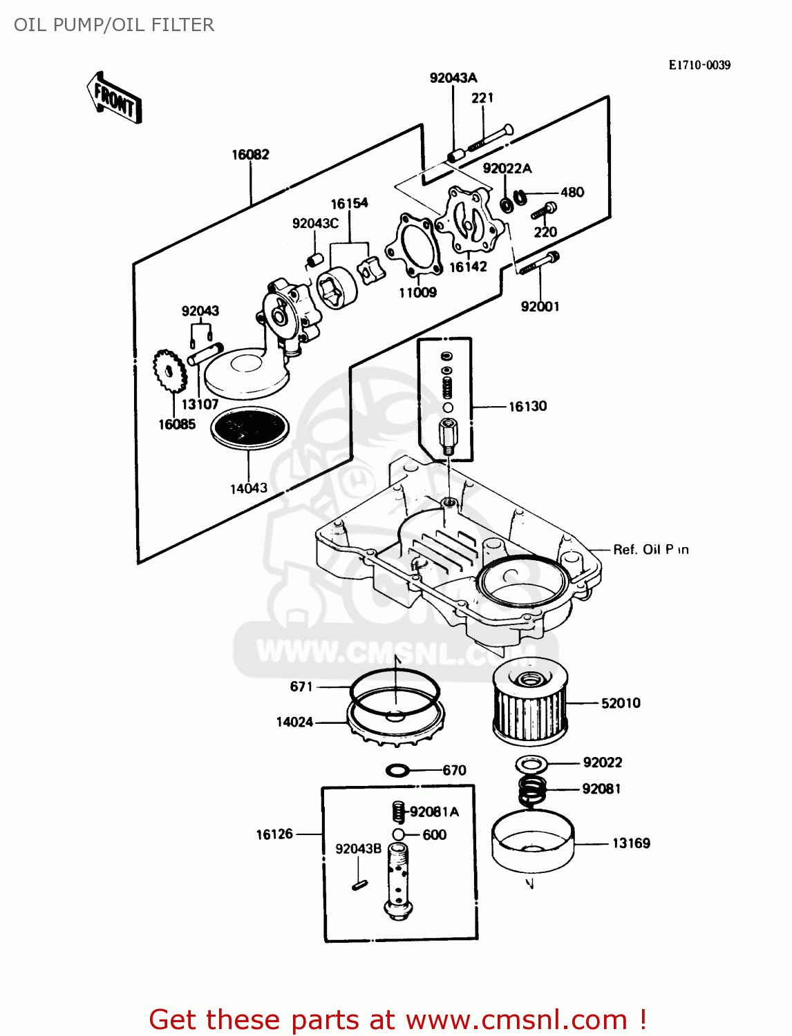 OIL PUMP/OIL FILTER ZX600C1 NINJA 600R 1988 USA CALIFORNIA CANADA