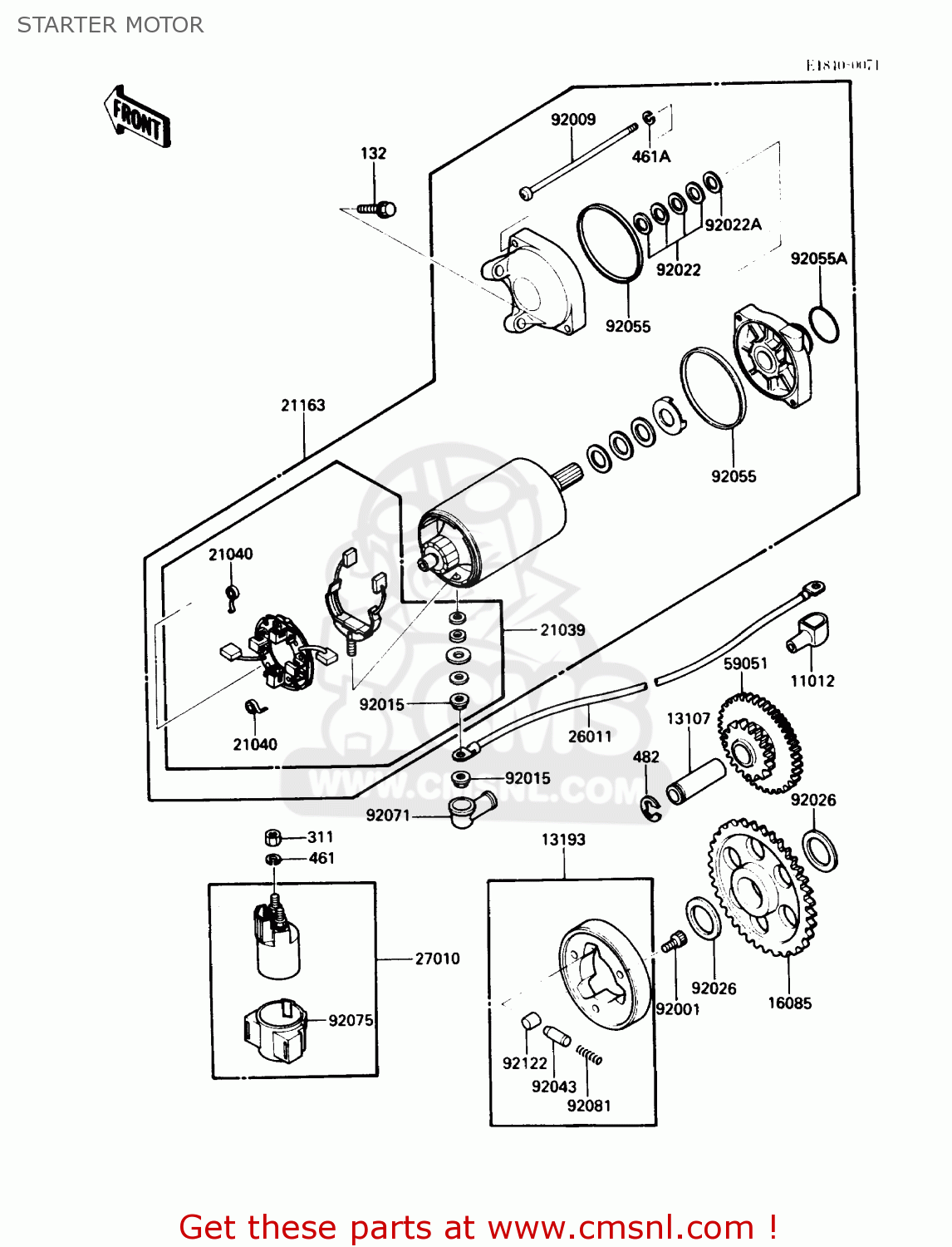 STARTER MOTOR ZX600C1 NINJA 600R 1988 USA CALIFORNIA CANADA