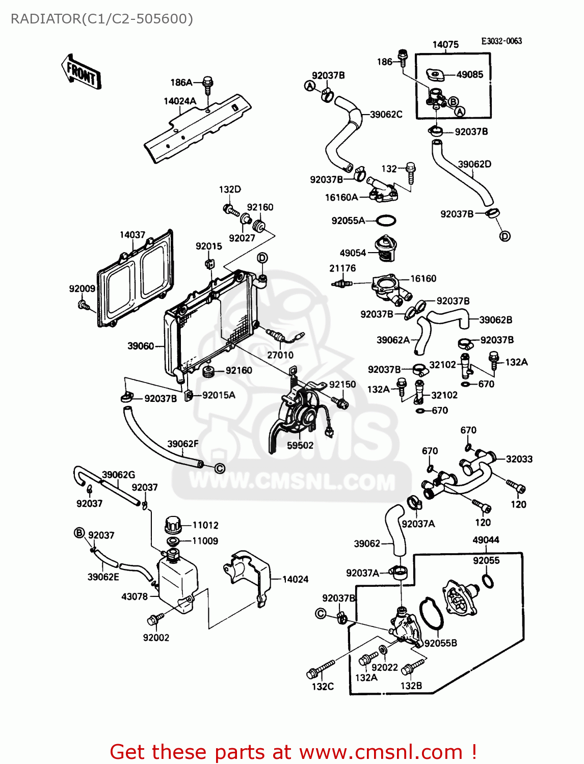 RADIATOR(C1/C2-505600) ZX600C1 NINJA 600R 1988 USA CALIFORNIA CANADA