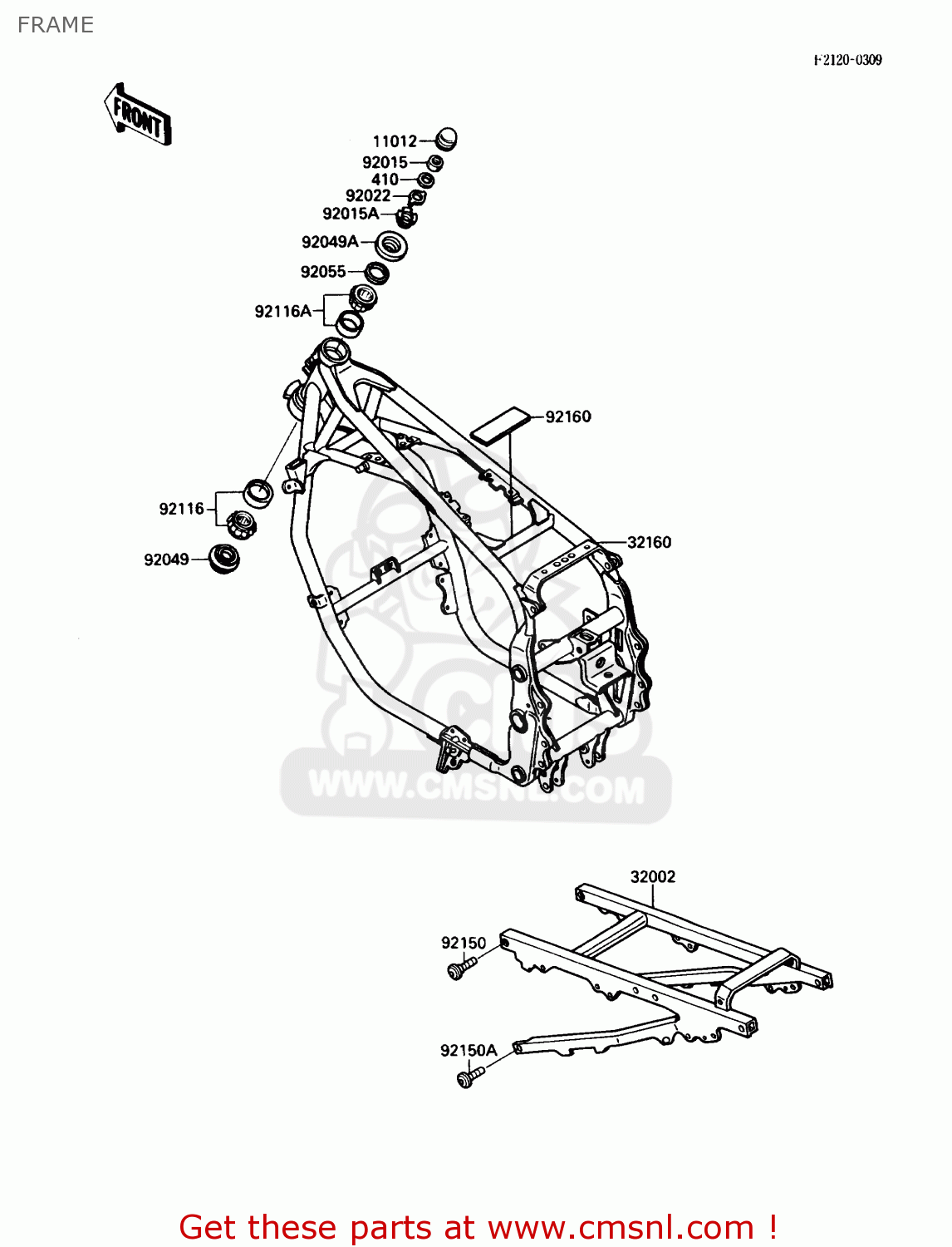 FRAME ZX600C1 NINJA 600R 1988 USA CALIFORNIA CANADA