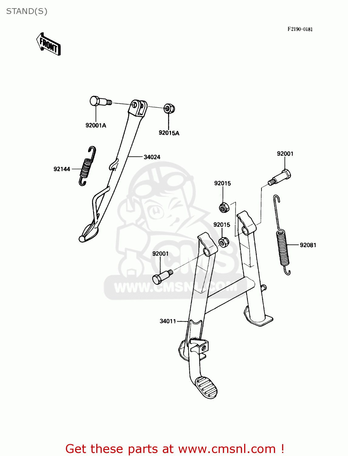 STAND(S) ZX600C1 NINJA 600R 1988 USA CALIFORNIA CANADA