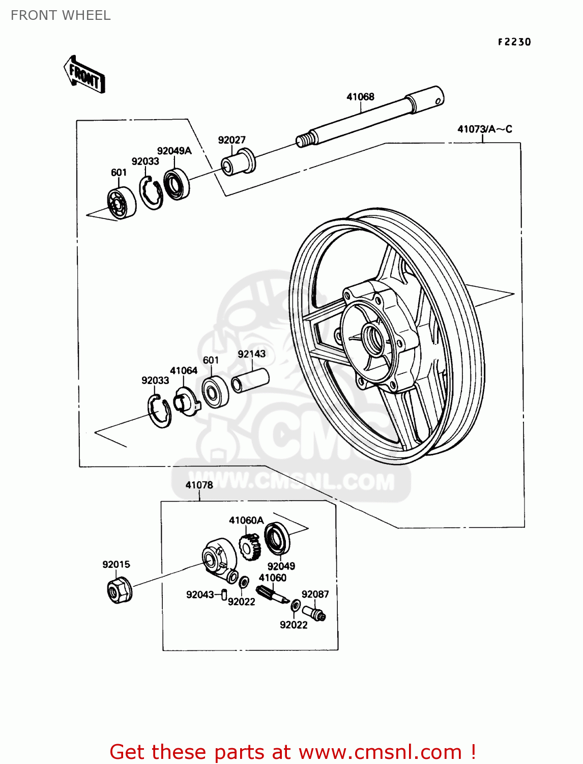 FRONT WHEEL ZX600C1 NINJA 600R 1988 USA CALIFORNIA CANADA