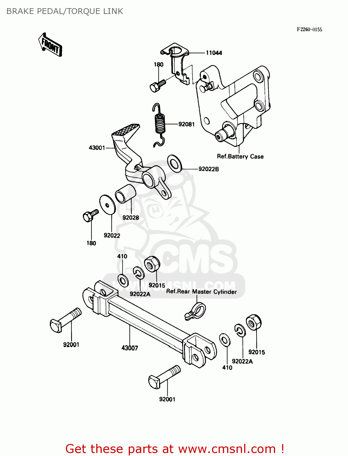 BRAKE PEDAL/TORQUE LINK ZX600C1 NINJA 600R 1988 USA CALIFORNIA CANADA