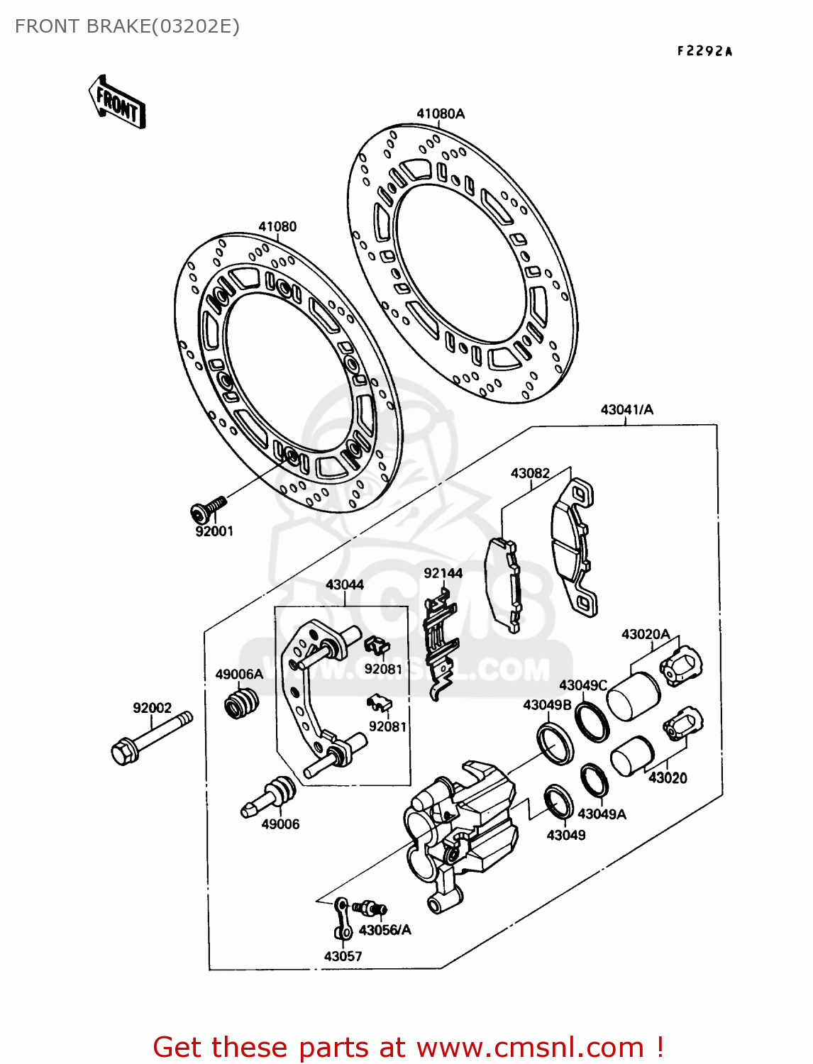 FRONT BRAKE(03202E) ZX600C1 NINJA 600R 1988 USA CALIFORNIA CANADA
