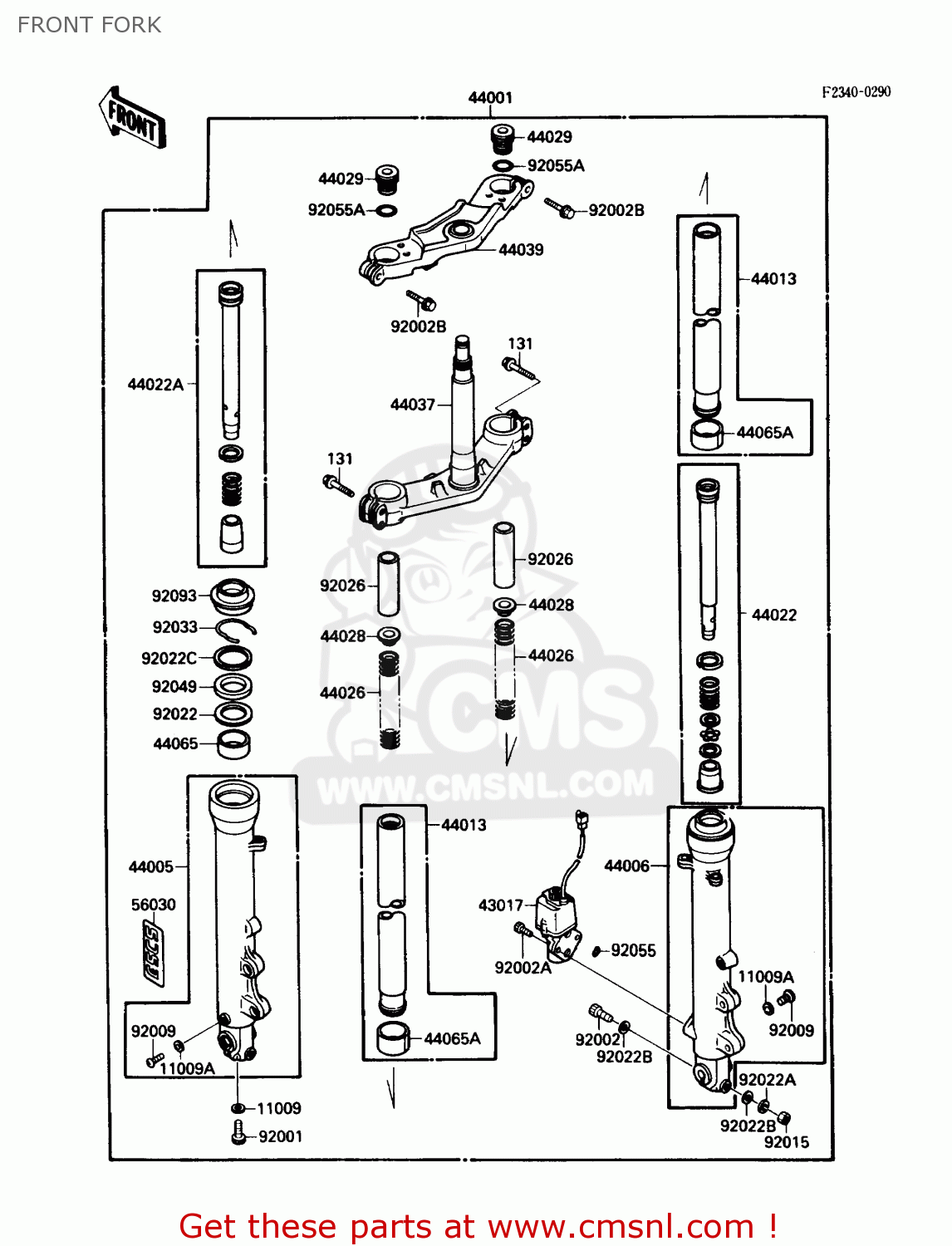 FRONT FORK ZX600C1 NINJA 600R 1988 USA CALIFORNIA CANADA