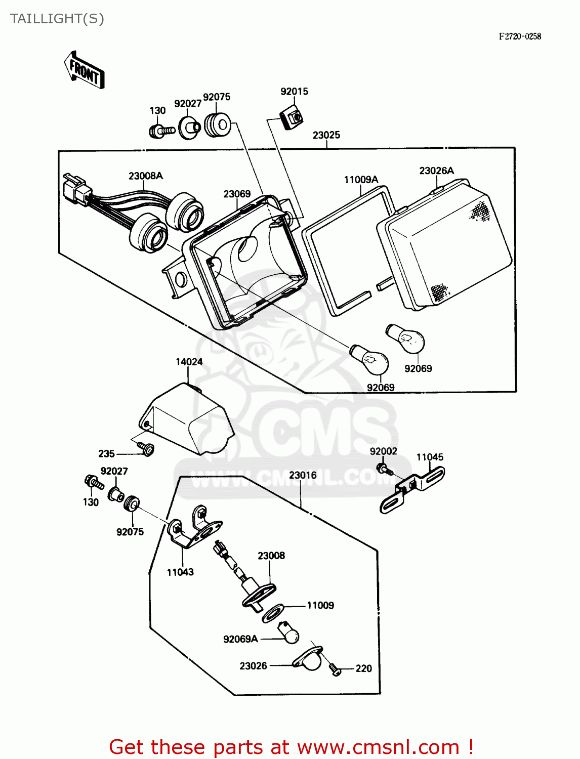 TAILLIGHT(S) ZX600C1 NINJA 600R 1988 USA CALIFORNIA CANADA