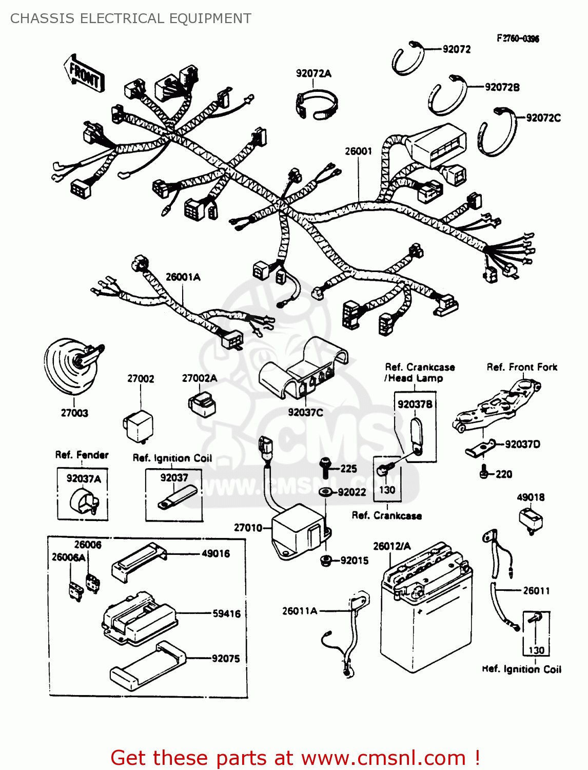 CHASSIS ELECTRICAL EQUIPMENT ZX600C1 NINJA 600R 1988 USA CALIFORNIA CANADA