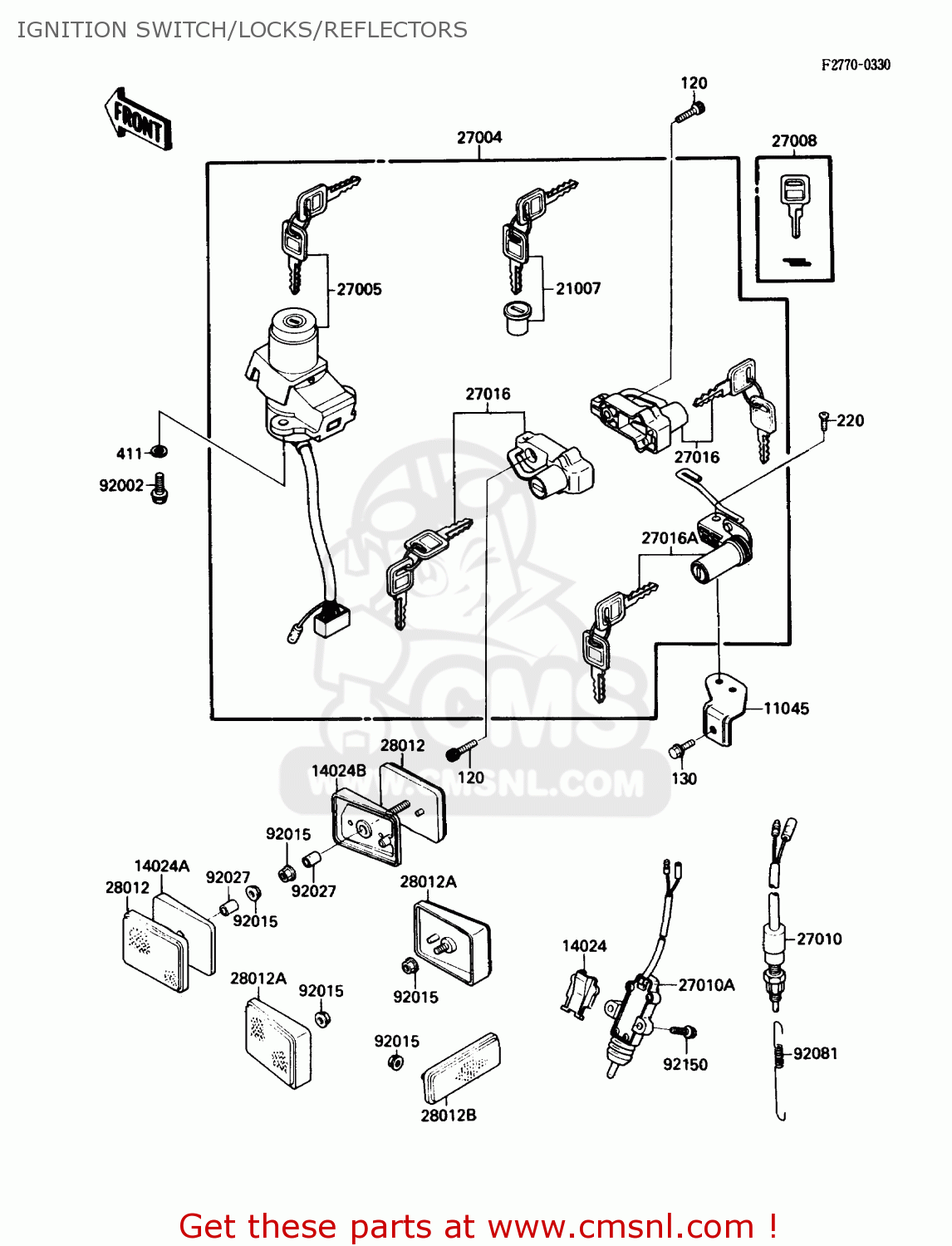 IGNITION SWITCH/LOCKS/REFLECTORS ZX600C1 NINJA 600R 1988 USA CALIFORNIA CANADA