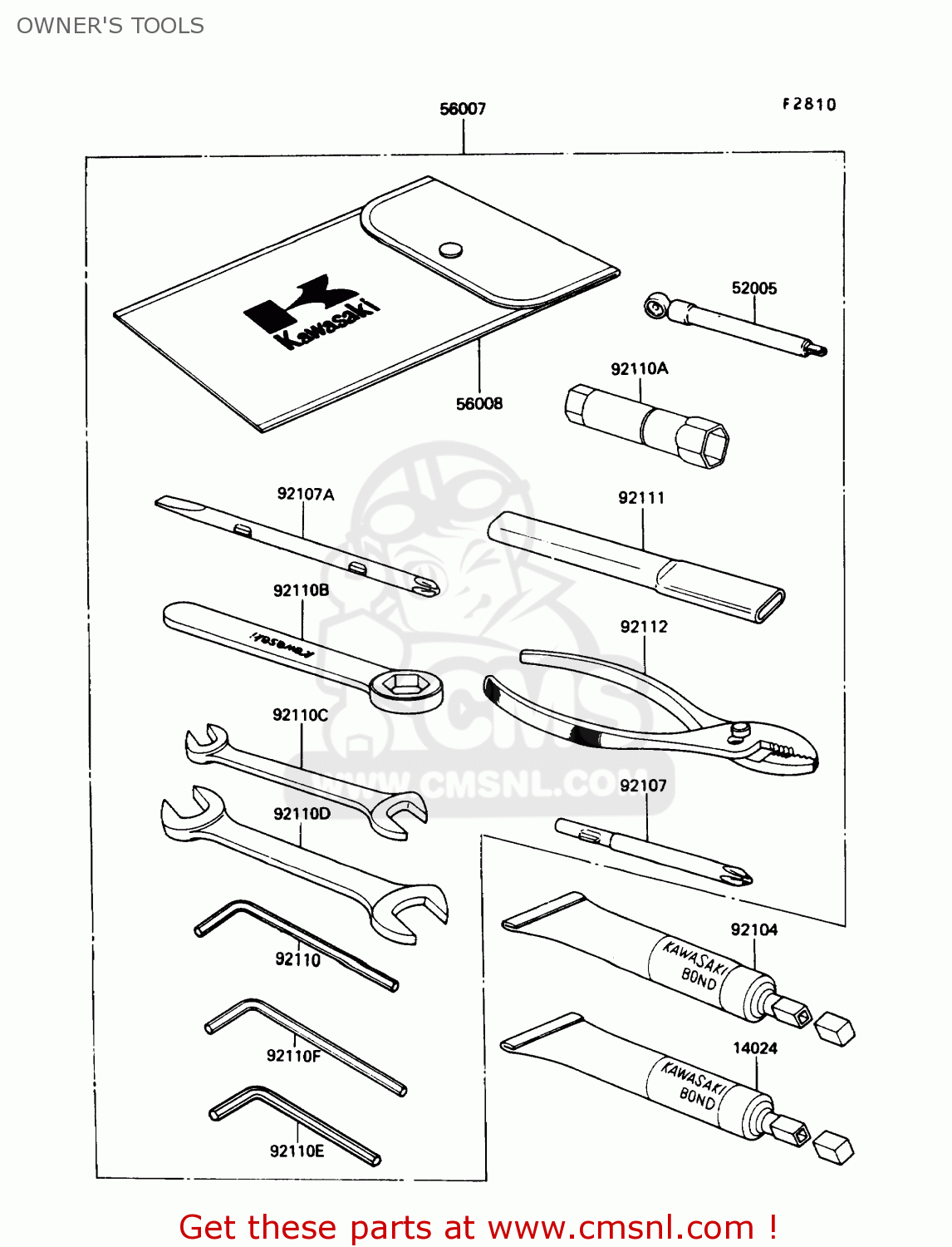 OWNER'S TOOLS ZX600C1 NINJA 600R 1988 USA CALIFORNIA CANADA
