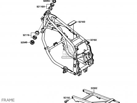 FRAME - ZX600C1 NINJA 600R 1988 USA CALIFORNIA CANADA