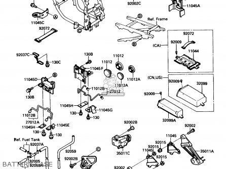BATTERY CASE - ZX600C1 NINJA 600R 1988 USA CALIFORNIA CANADA