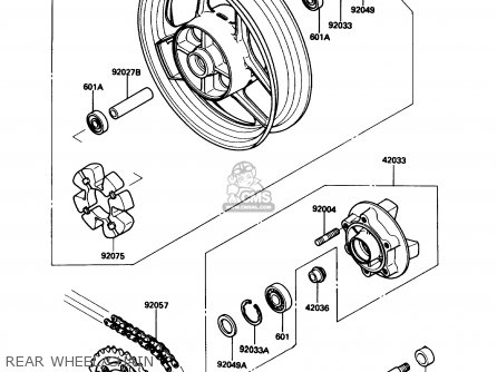 REAR WHEEL/CHAIN - ZX600C1 NINJA 600R 1988 USA CALIFORNIA CANADA