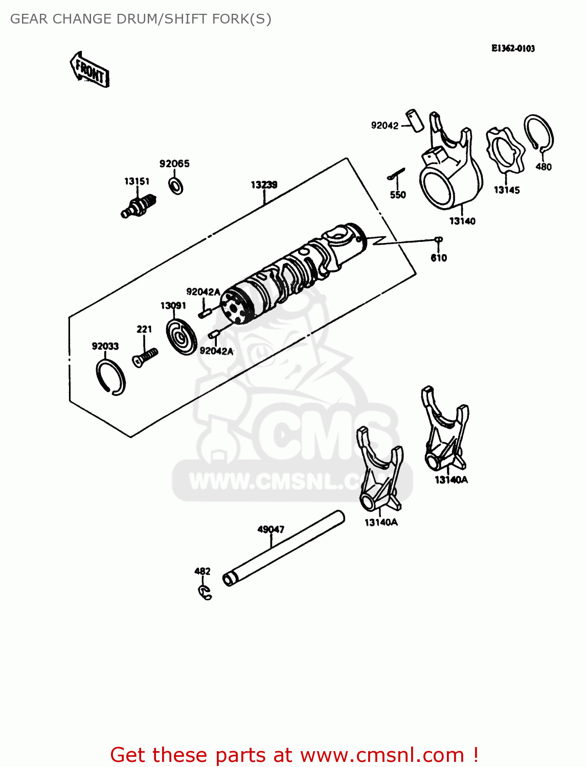GEAR CHANGE DRUM/SHIFT FORK(S) ZX600C10 GPX600R 1997 FG