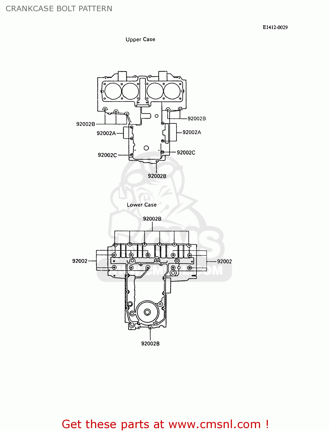 CRANKCASE BOLT PATTERN ZX600C10 GPX600R 1997 FG