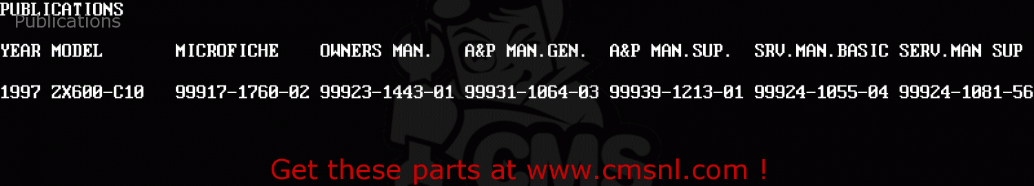 Publications ZX600C10 GPX600R 1997 FG