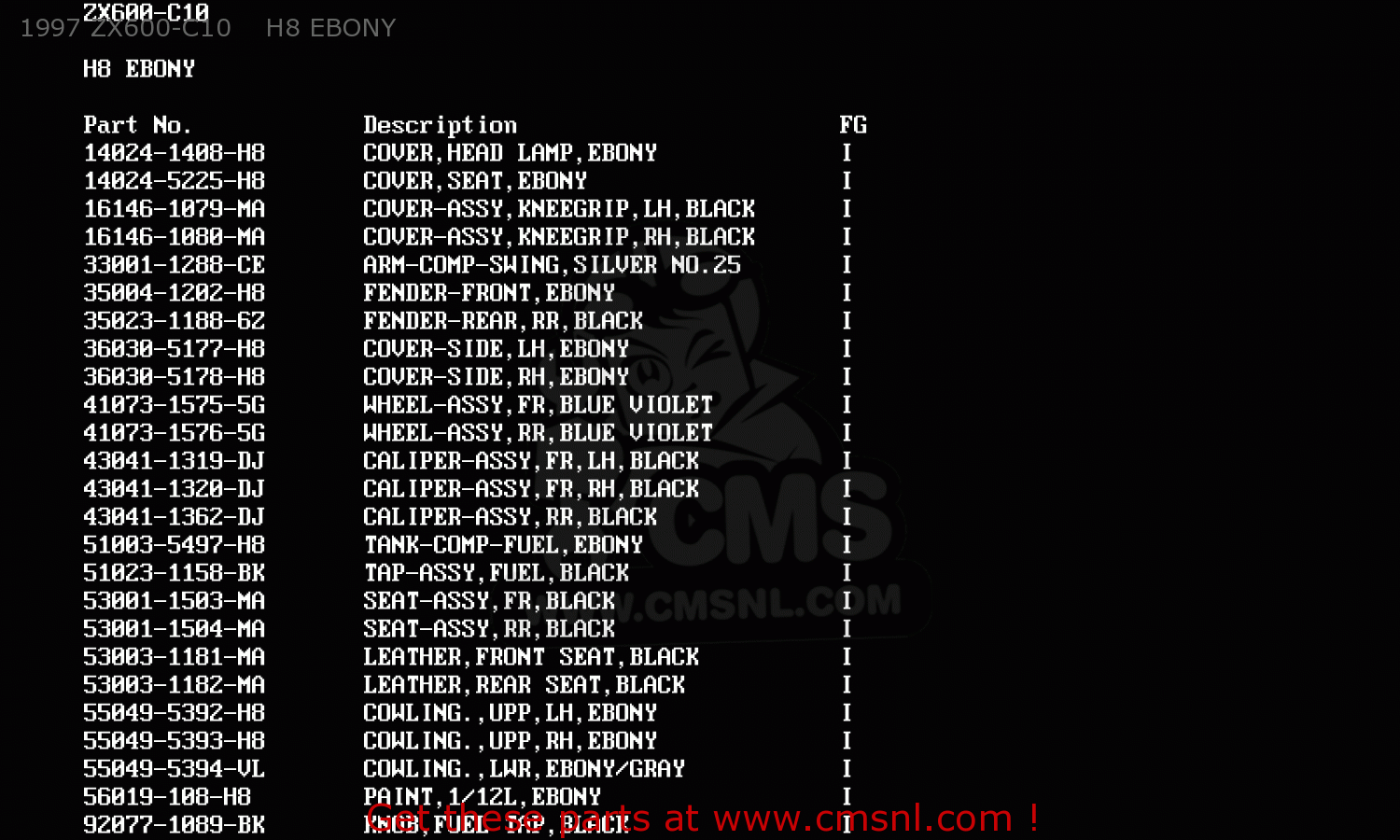 1997 ZX600-C10    H8 EBONY ZX600C10 GPX600R 1997 FG