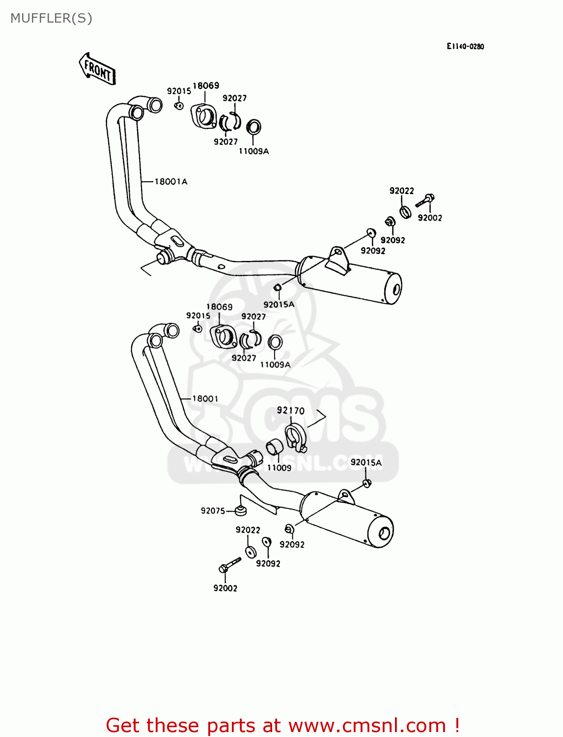MUFFLER(S) ZX600C10 NINJA 600R 1997 USA CALIFORNIA