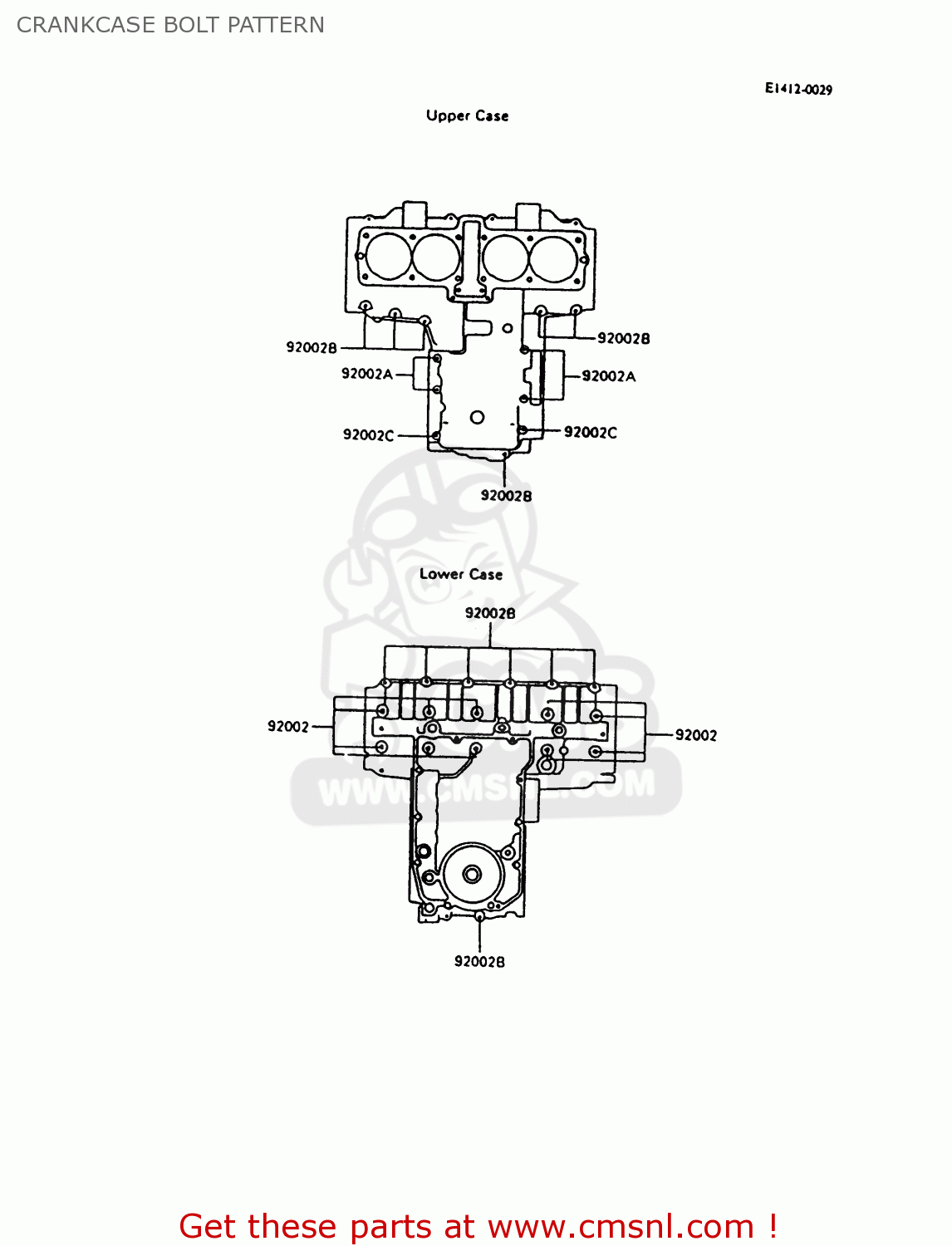 CRANKCASE BOLT PATTERN ZX600C10 NINJA 600R 1997 USA CALIFORNIA