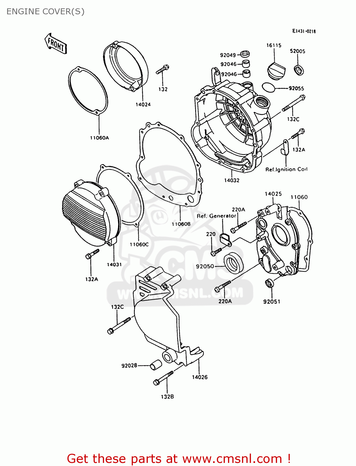 ENGINE COVER(S) ZX600C10 NINJA 600R 1997 USA CALIFORNIA