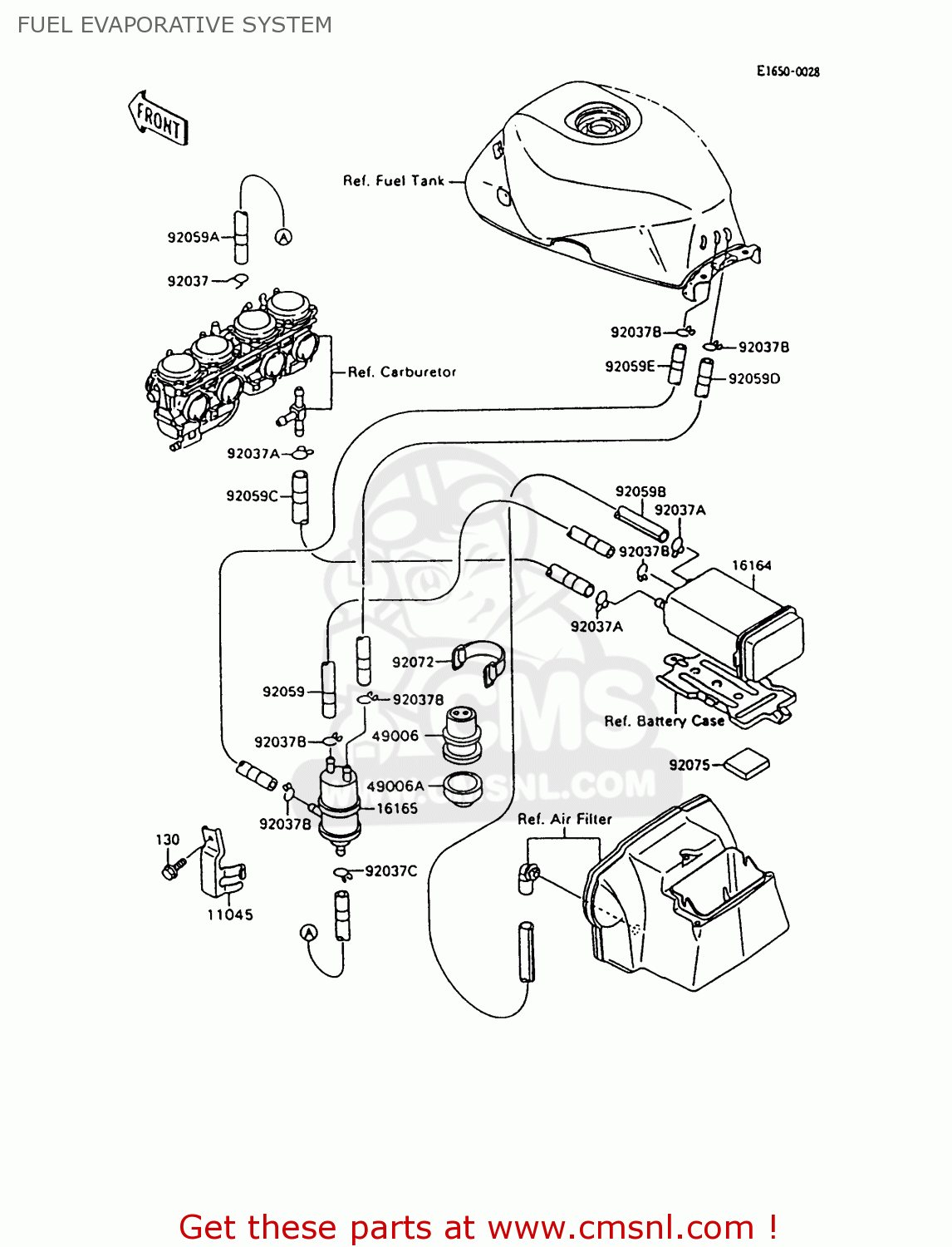 FUEL EVAPORATIVE SYSTEM ZX600C10 NINJA 600R 1997 USA CALIFORNIA