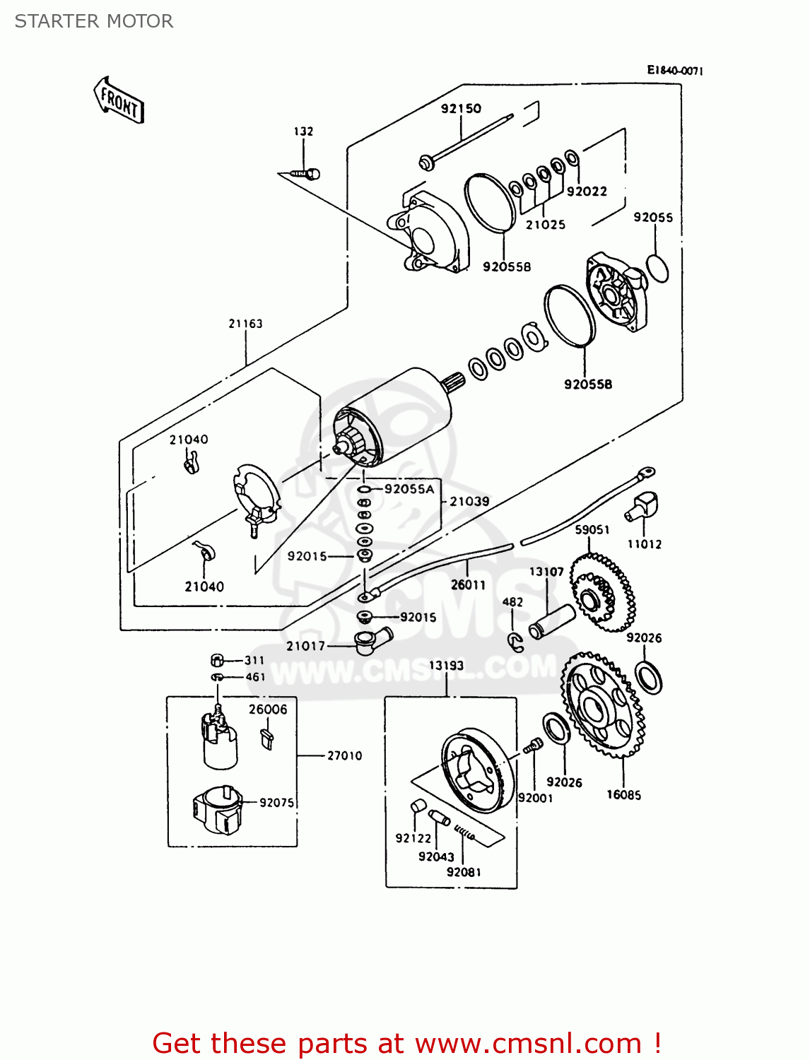 STARTER MOTOR ZX600C10 NINJA 600R 1997 USA CALIFORNIA