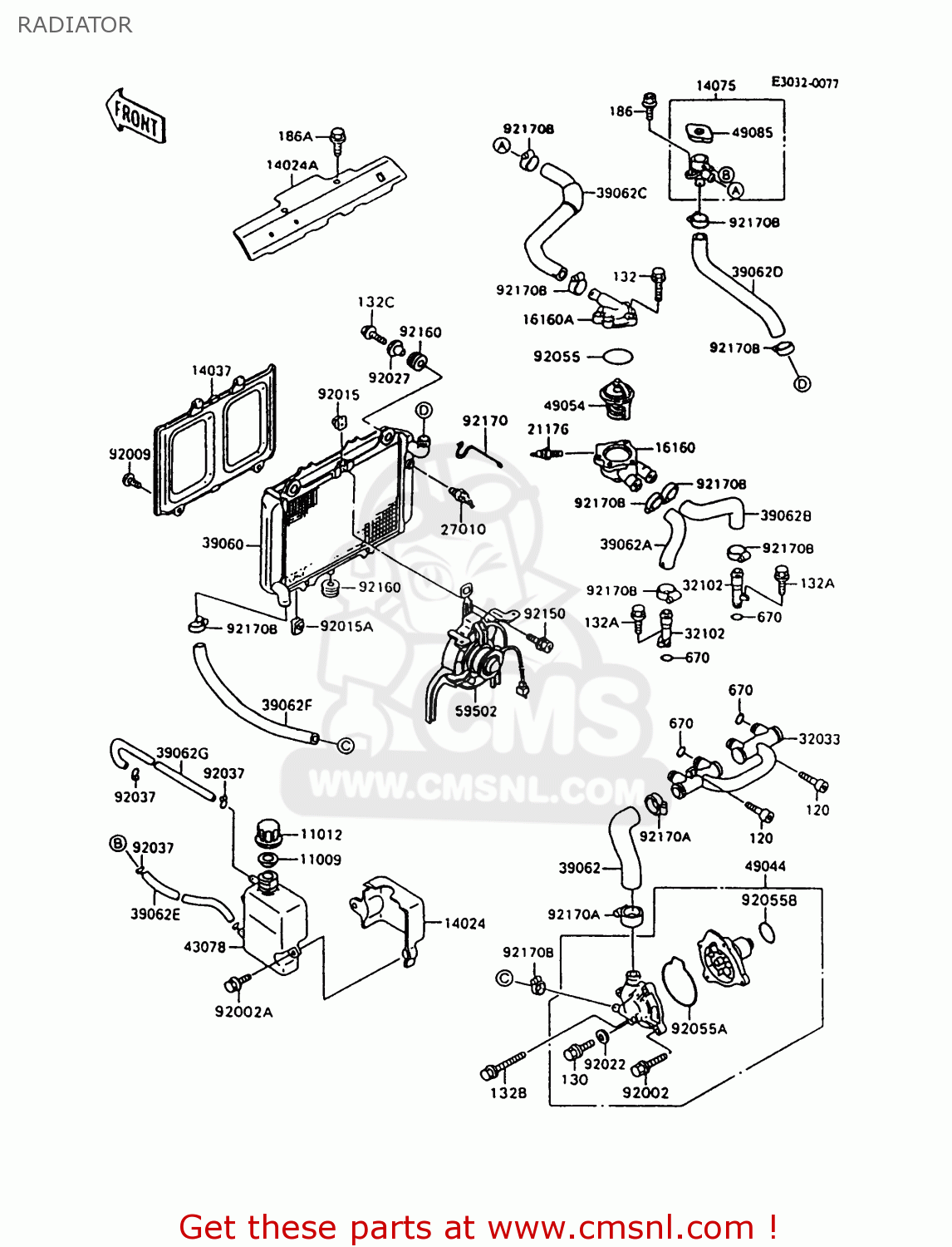 RADIATOR ZX600C10 NINJA 600R 1997 USA CALIFORNIA