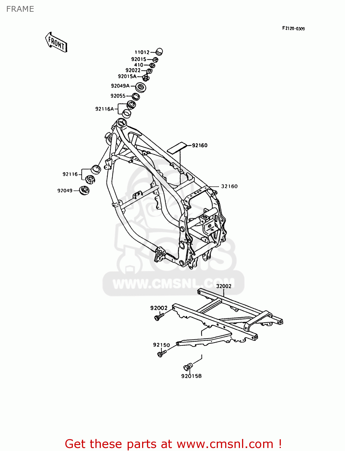 FRAME ZX600C10 NINJA 600R 1997 USA CALIFORNIA