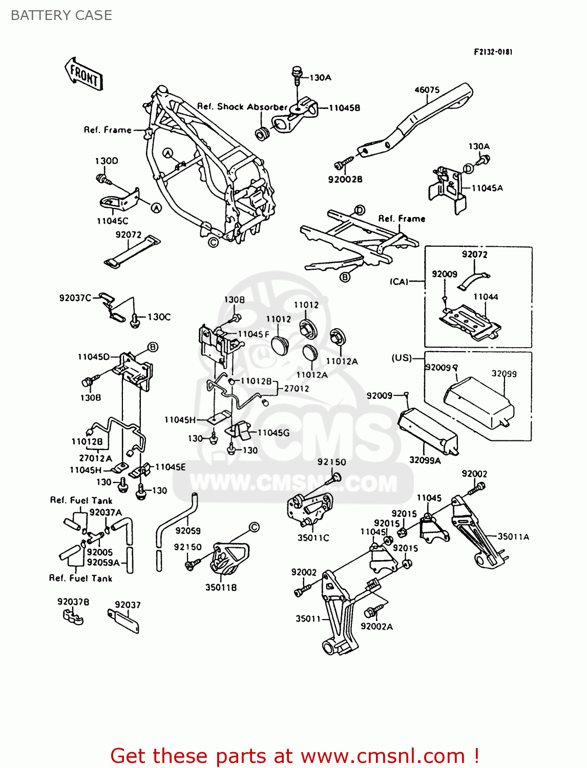 BATTERY CASE ZX600C10 NINJA 600R 1997 USA CALIFORNIA