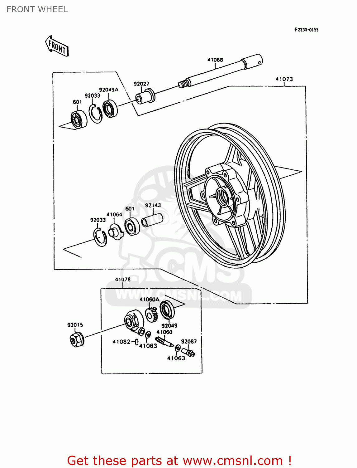 FRONT WHEEL ZX600C10 NINJA 600R 1997 USA CALIFORNIA