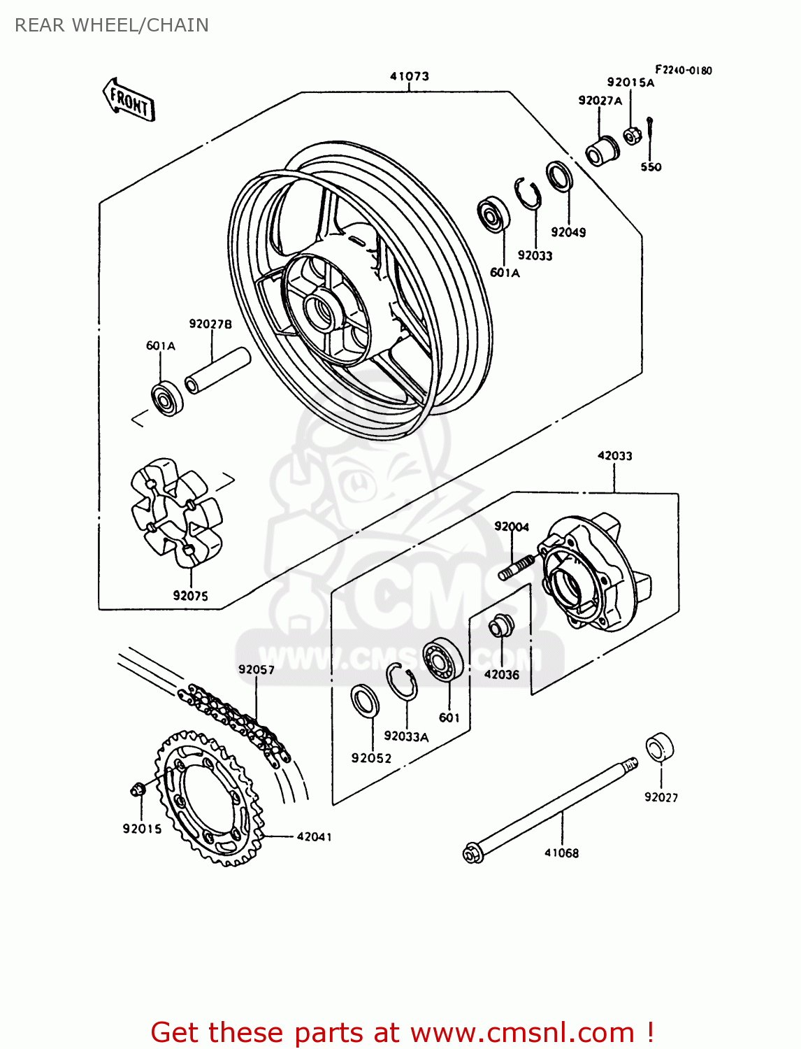 REAR WHEEL/CHAIN ZX600C10 NINJA 600R 1997 USA CALIFORNIA