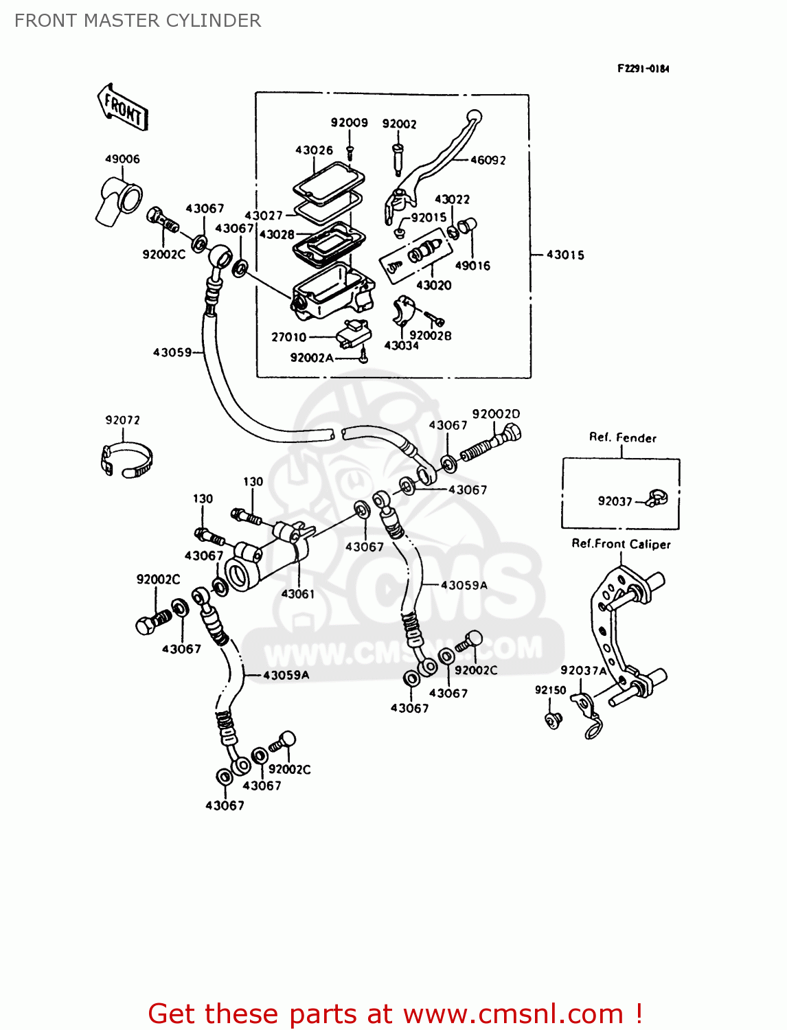 FRONT MASTER CYLINDER ZX600C10 NINJA 600R 1997 USA CALIFORNIA
