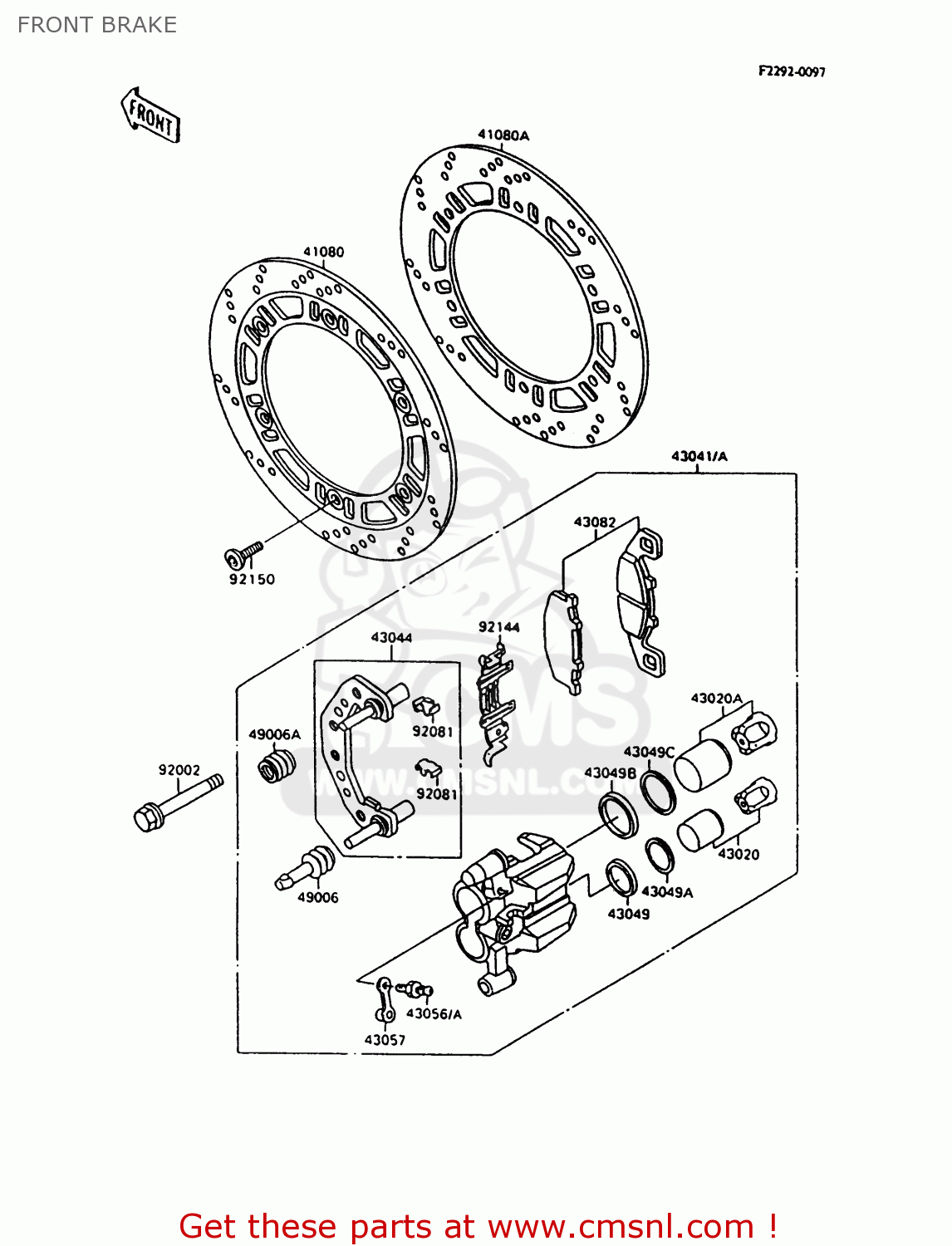 FRONT BRAKE ZX600C10 NINJA 600R 1997 USA CALIFORNIA