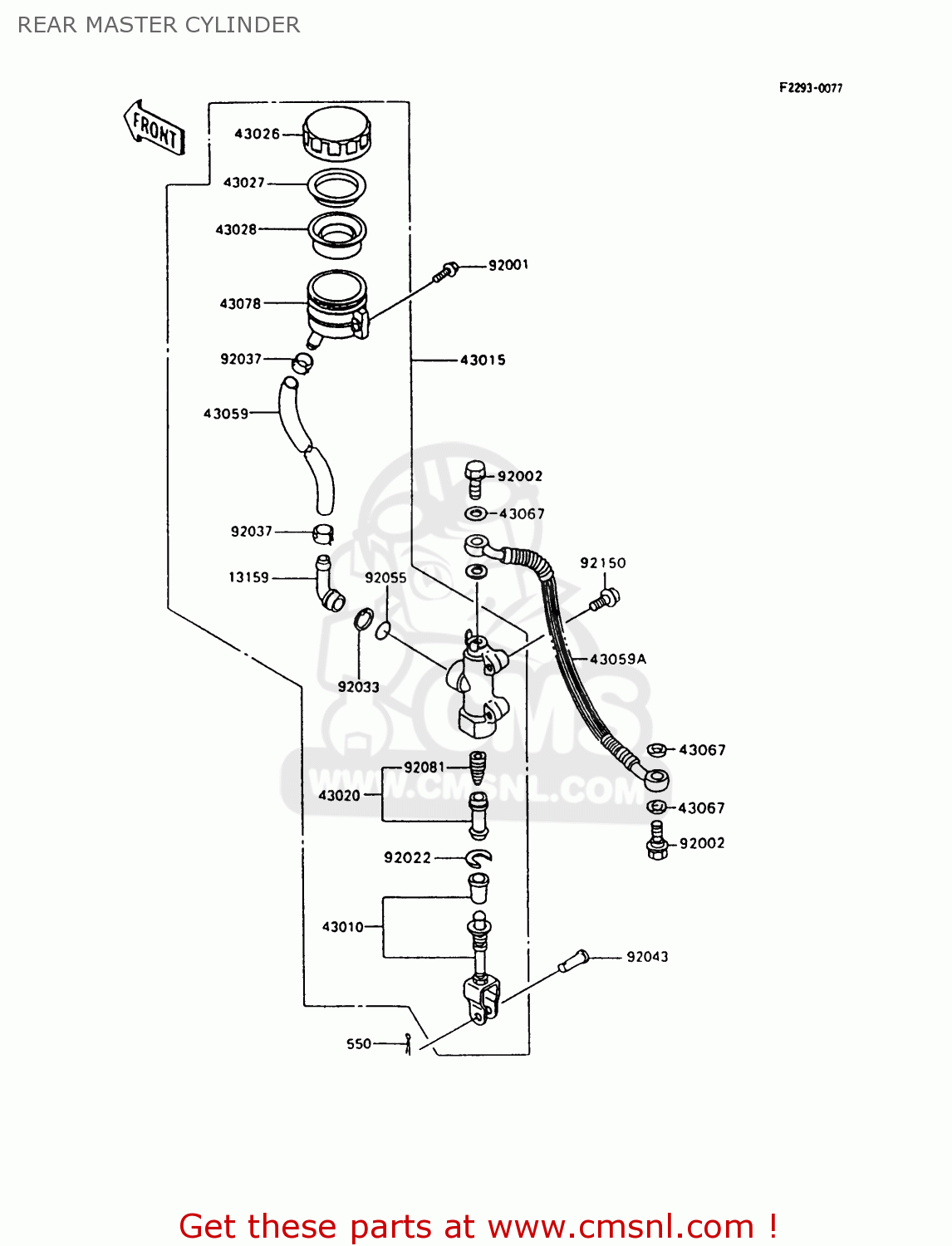REAR MASTER CYLINDER ZX600C10 NINJA 600R 1997 USA CALIFORNIA
