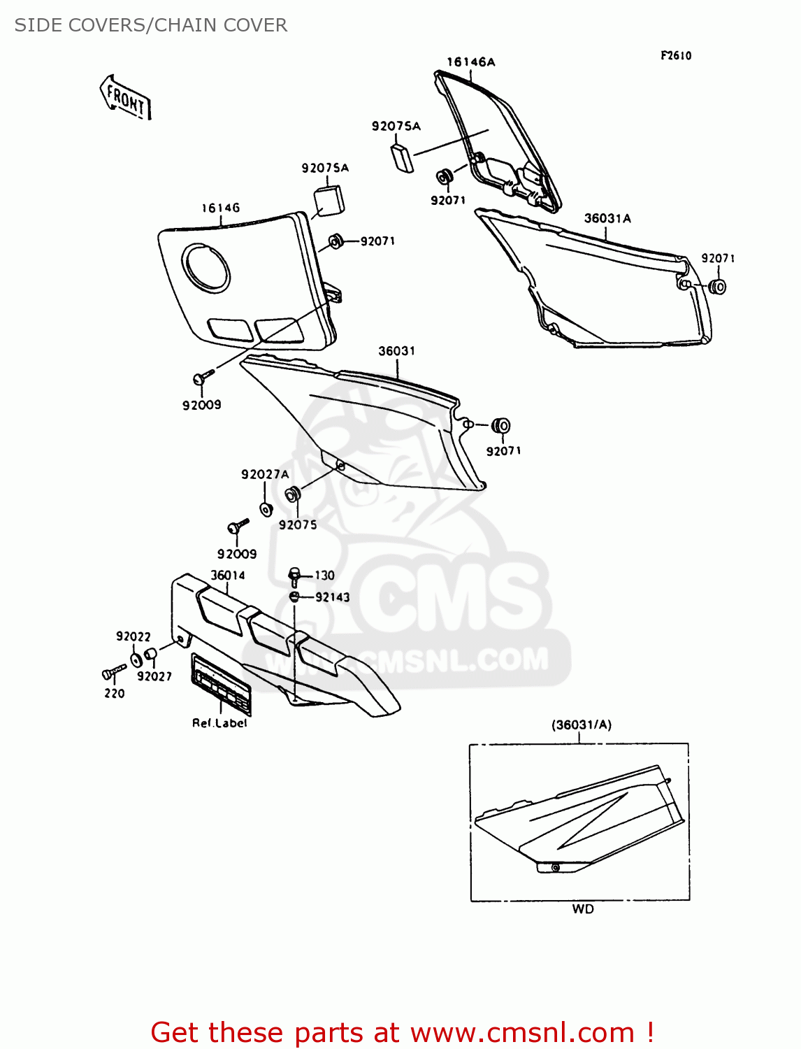 SIDE COVERS/CHAIN COVER ZX600C10 NINJA 600R 1997 USA CALIFORNIA