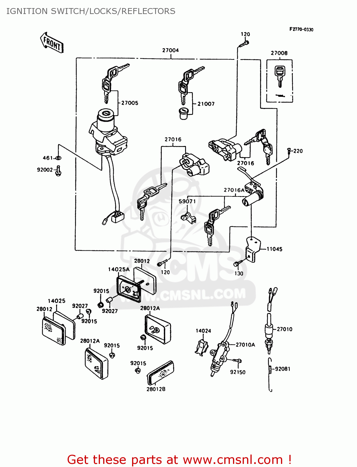 IGNITION SWITCH/LOCKS/REFLECTORS ZX600C10 NINJA 600R 1997 USA CALIFORNIA