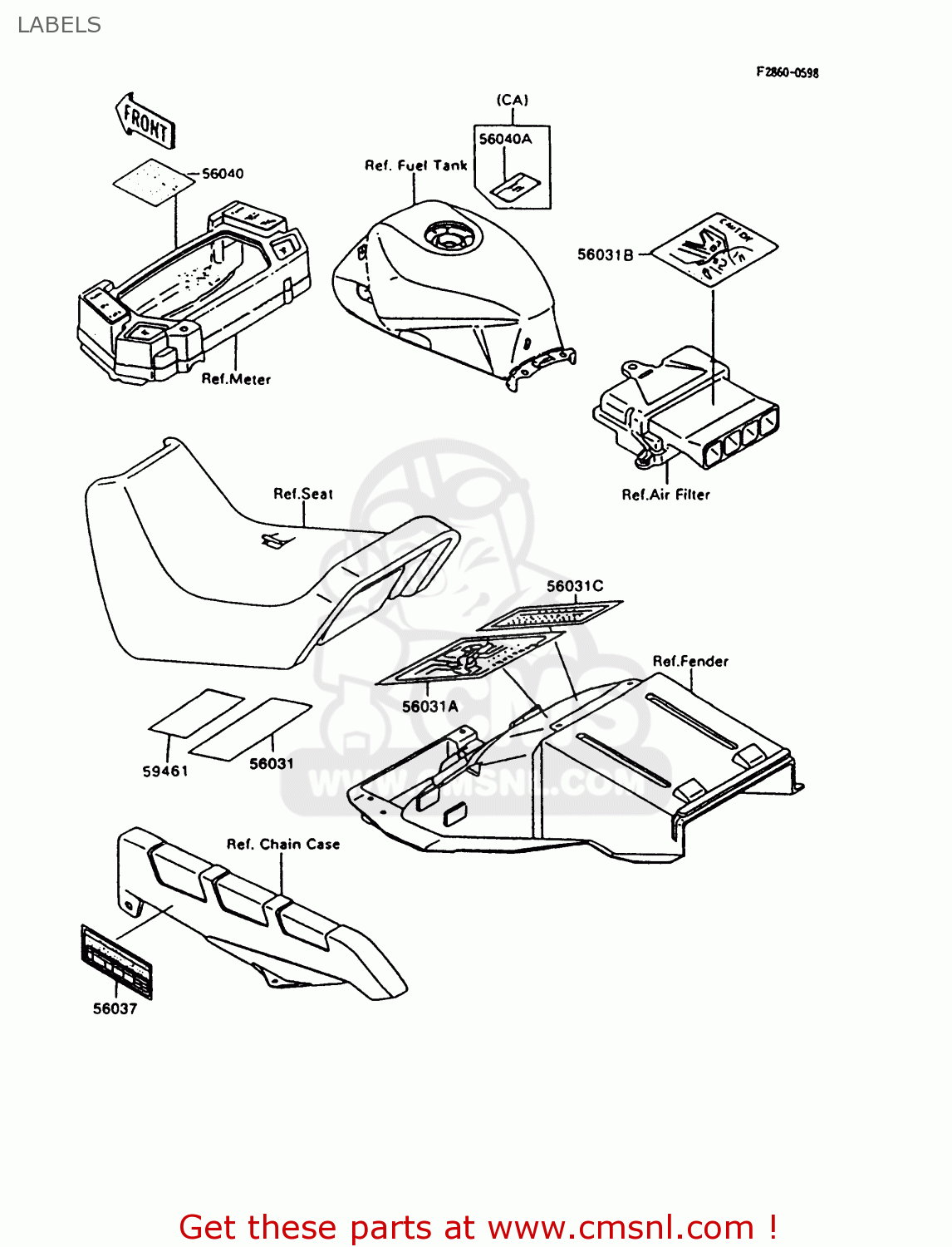 LABELS ZX600C10 NINJA 600R 1997 USA CALIFORNIA
