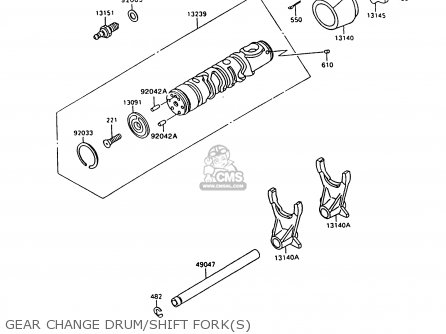 GEAR CHANGE DRUM/SHIFT FORK(S) - ZX600C10 NINJA 600R 1997 USA CALIFORNIA