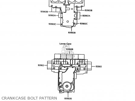 CRANKCASE BOLT PATTERN - ZX600C10 NINJA 600R 1997 USA CALIFORNIA