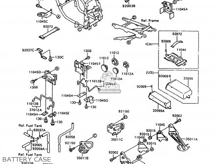 BATTERY CASE - ZX600C10 NINJA 600R 1997 USA CALIFORNIA