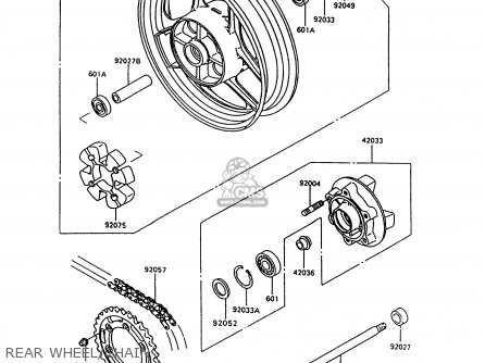 REAR WHEEL/CHAIN - ZX600C10 NINJA 600R 1997 USA CALIFORNIA