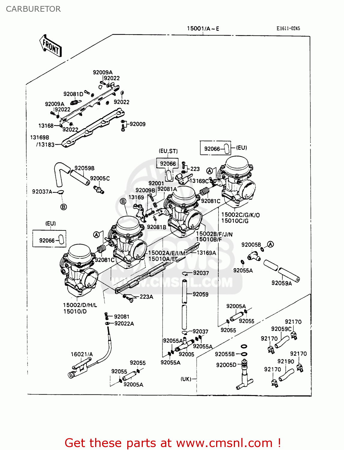 CARBURETOR ZX600C2 GPX600R 1989 EUROPE UK FR FG GR IT NR SD SP ST