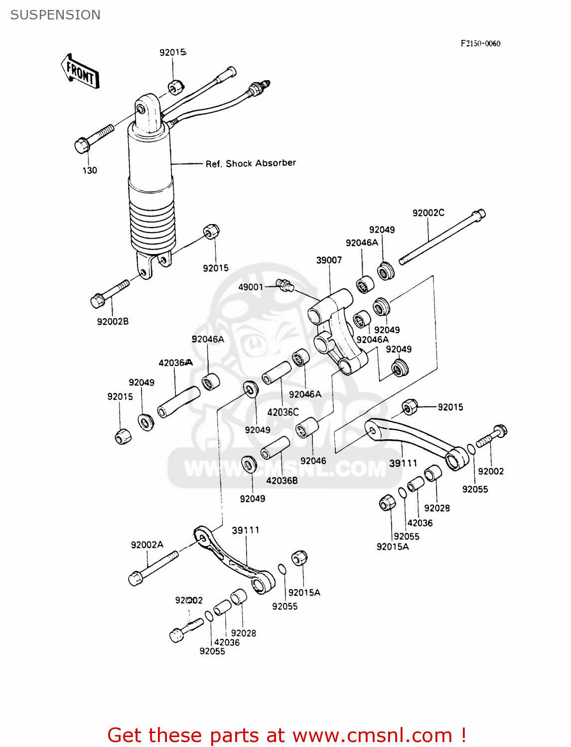 SUSPENSION ZX600C2 GPX600R 1989 EUROPE UK FR FG GR IT NR SD SP ST