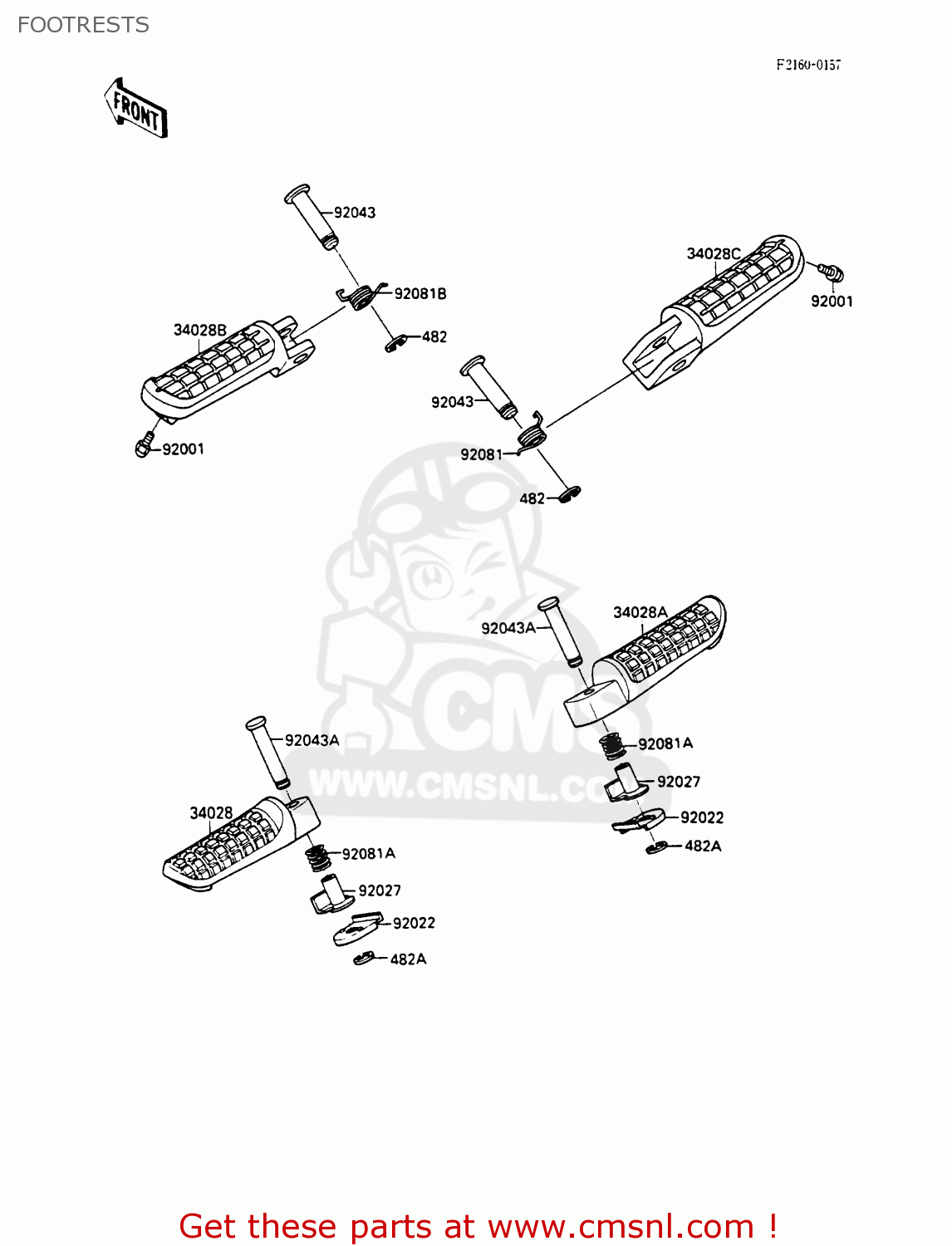 FOOTRESTS ZX600C2 GPX600R 1989 EUROPE UK FR FG GR IT NR SD SP ST