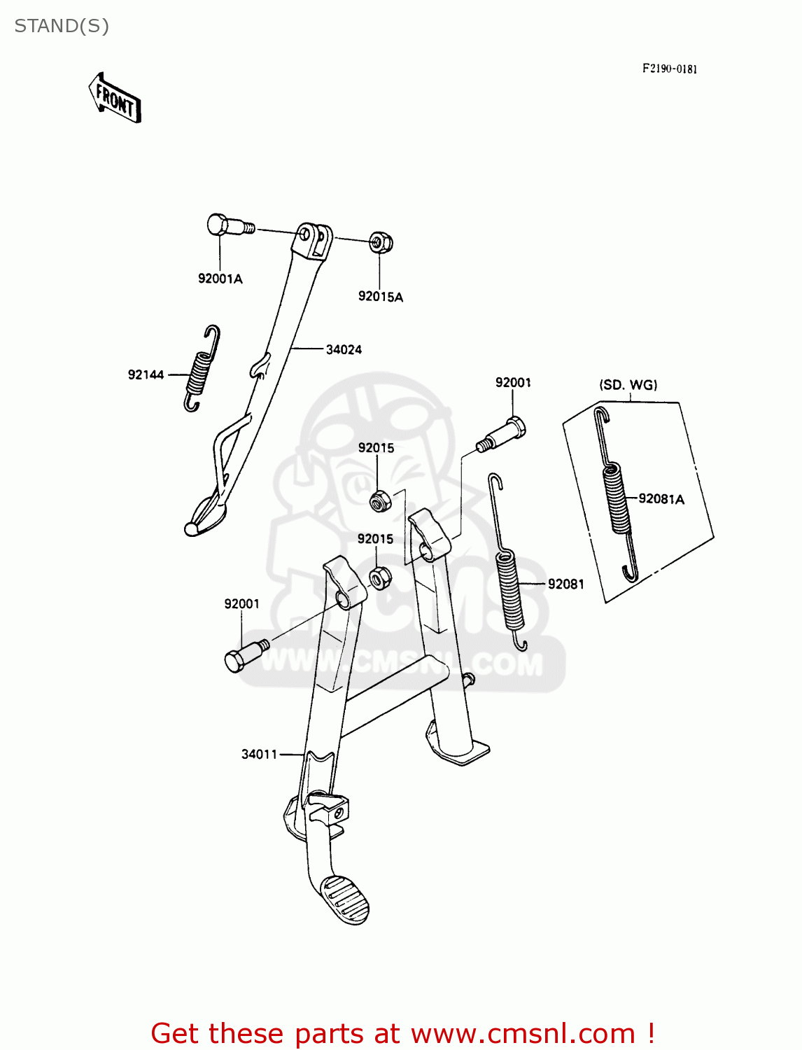 STAND(S) ZX600C2 GPX600R 1989 EUROPE UK FR FG GR IT NR SD SP ST