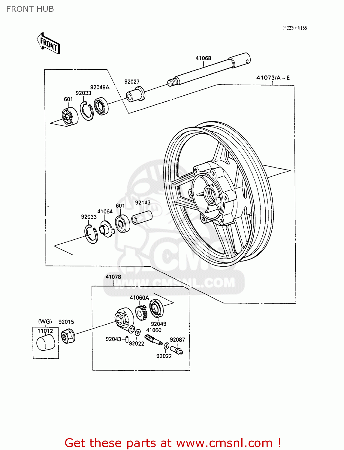 FRONT HUB ZX600C2 GPX600R 1989 EUROPE UK FR FG GR IT NR SD SP ST