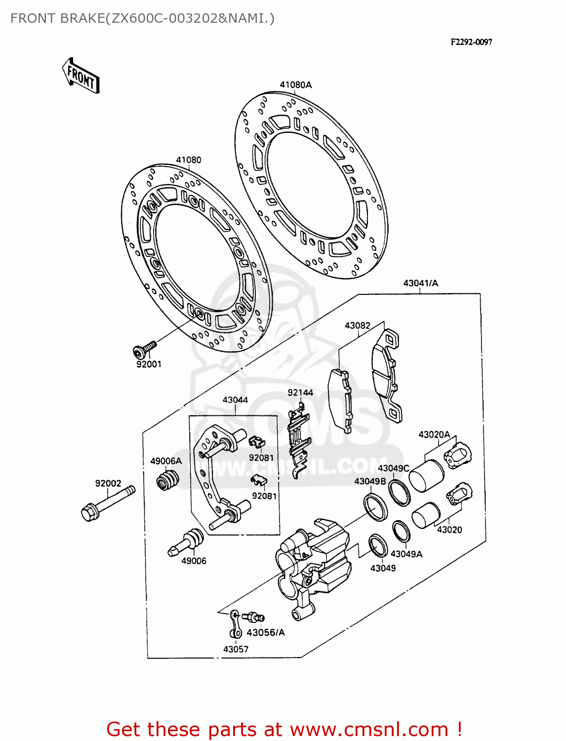 FRONT BRAKE(ZX600C-003202&NAMI.) ZX600C2 GPX600R 1989 EUROPE UK FR FG GR IT NR SD SP ST