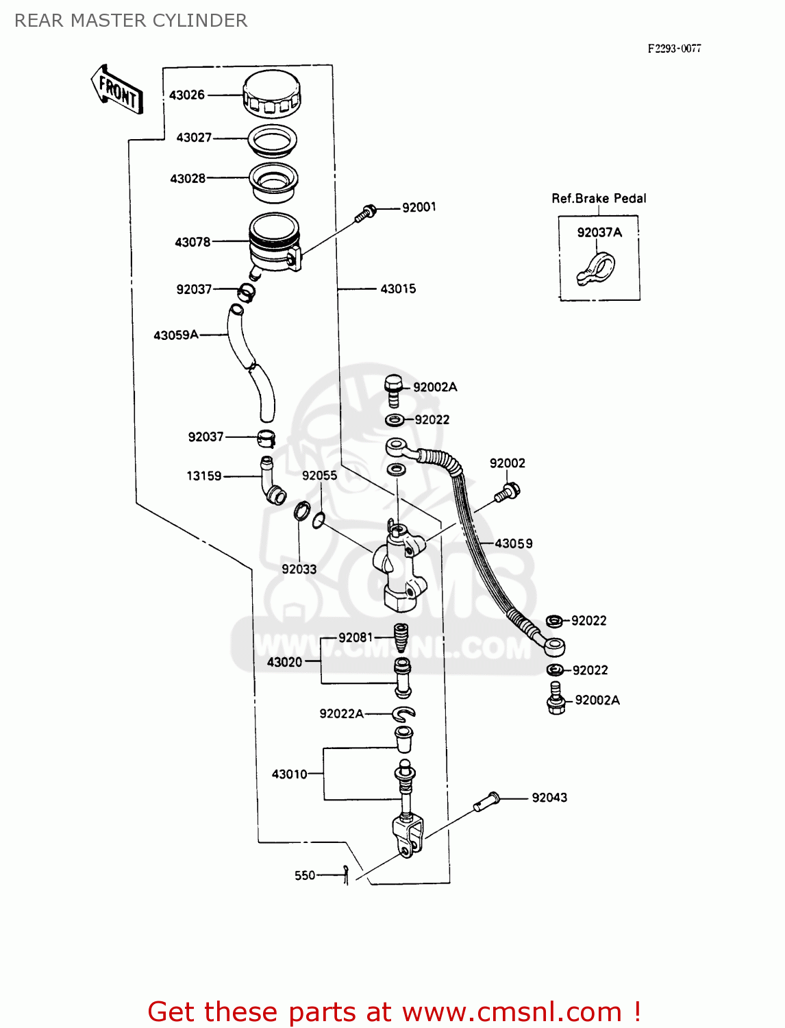 REAR MASTER CYLINDER ZX600C2 GPX600R 1989 EUROPE UK FR FG GR IT NR SD SP ST
