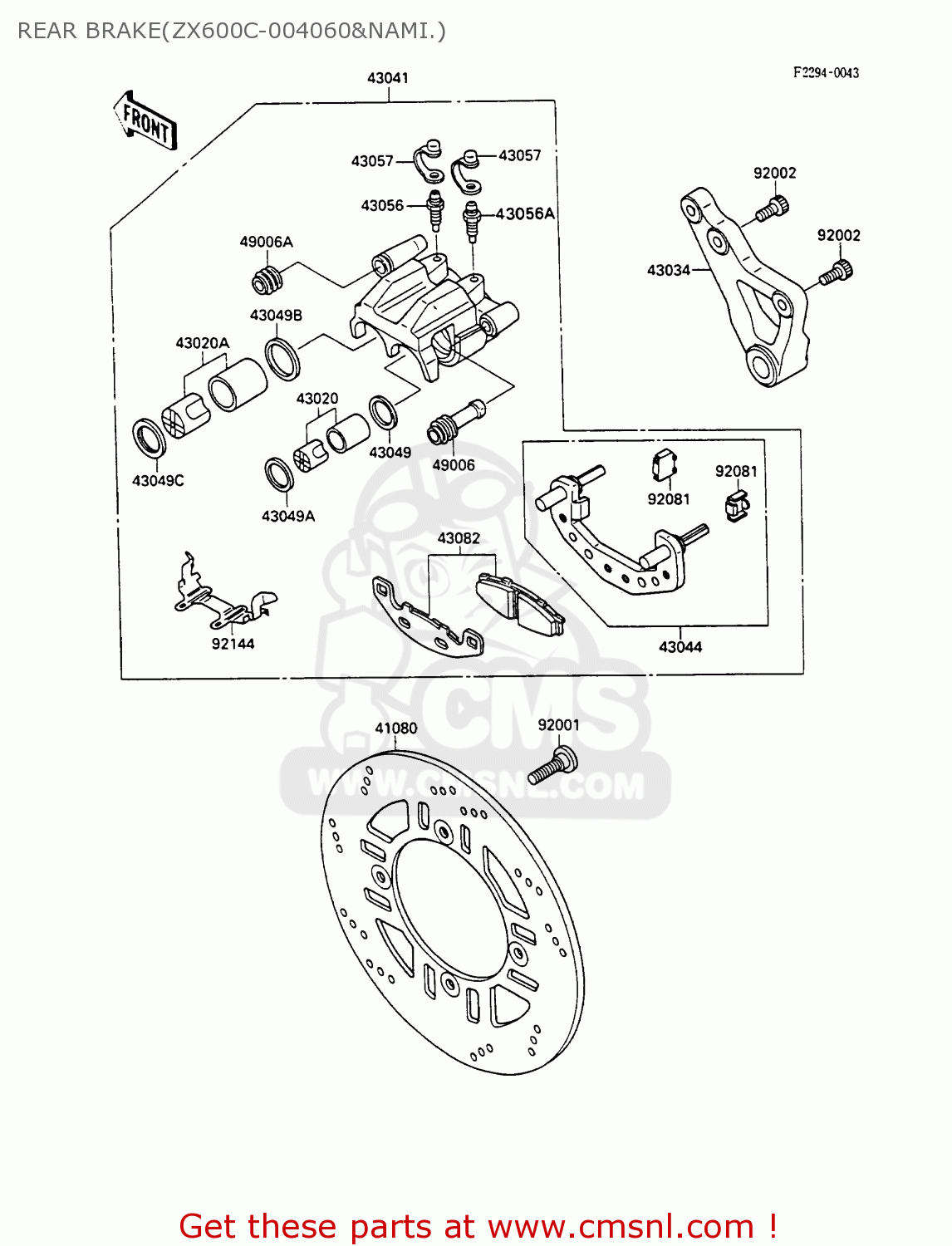 REAR BRAKE(ZX600C-004060&NAMI.) ZX600C2 GPX600R 1989 EUROPE UK FR FG GR IT NR SD SP ST